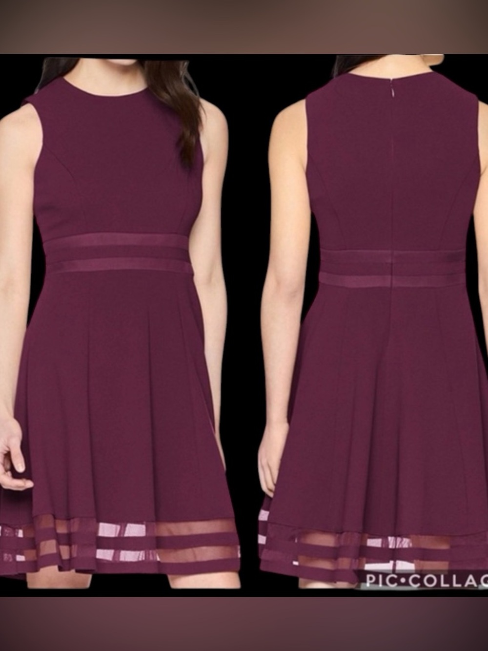 Calvin‎ Klein Burgundy Sleeveless Sheath Dress